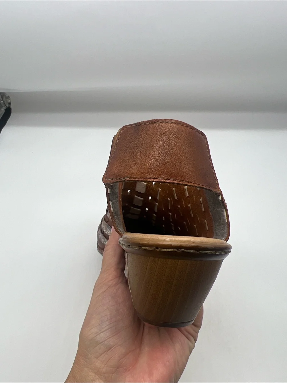 Rieker - Sina 46778 Brown Leather Multi Colored Woven Round Toe Shoes Size 41